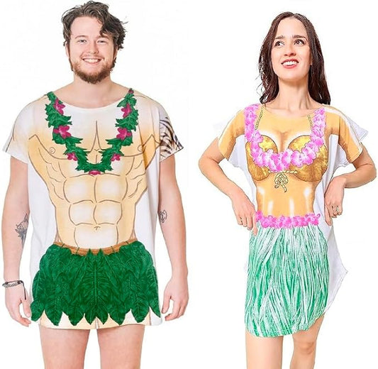 LA Imprints Fantasy Coverup Hula Couple's Bikini Bathing Suit Coverup T-Shirt