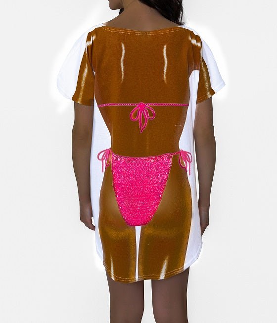 LA Imprints Fantasy Coverup Dark Skin Fuchsia Macrame Bikini Body Coverup T-Shirt