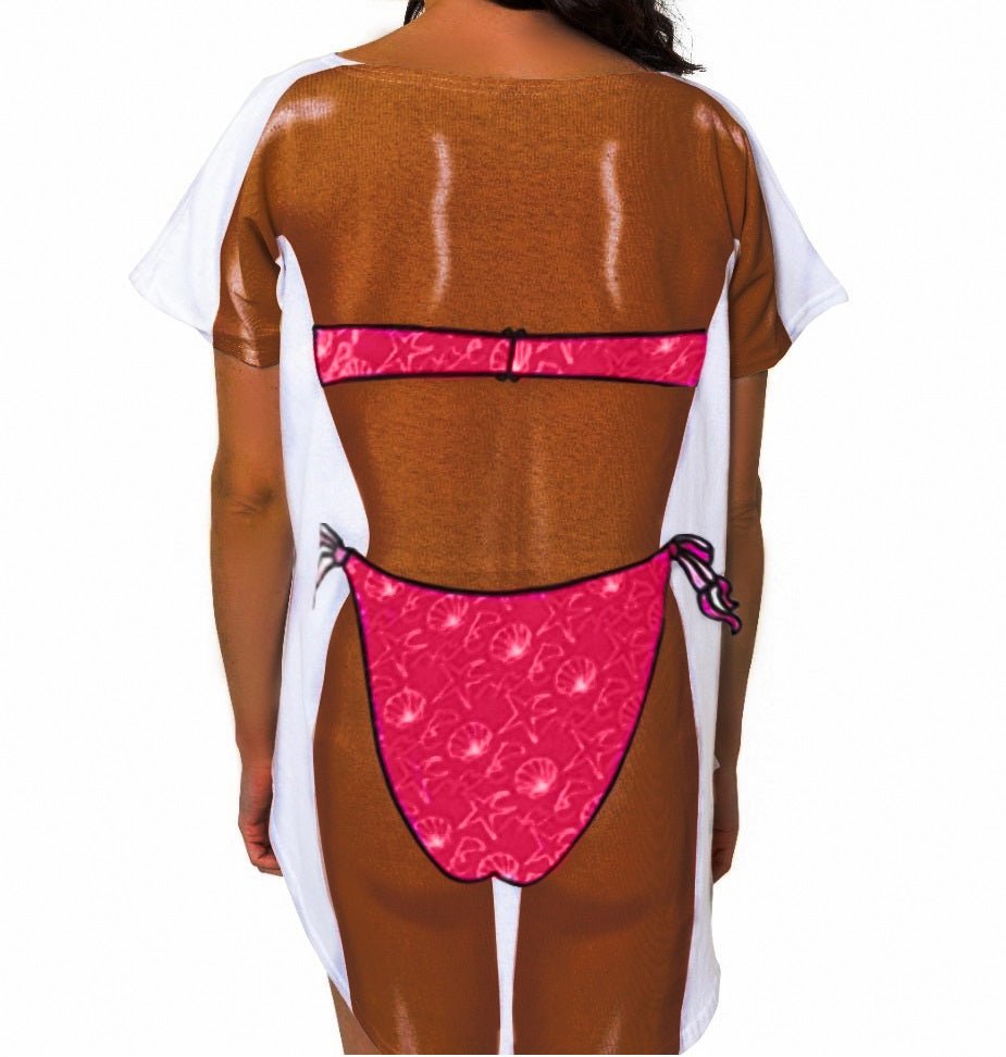 LA Imprints Fantasy Coverup Dark Skin Hot Pink Bikini Body Coverup T-Shirt