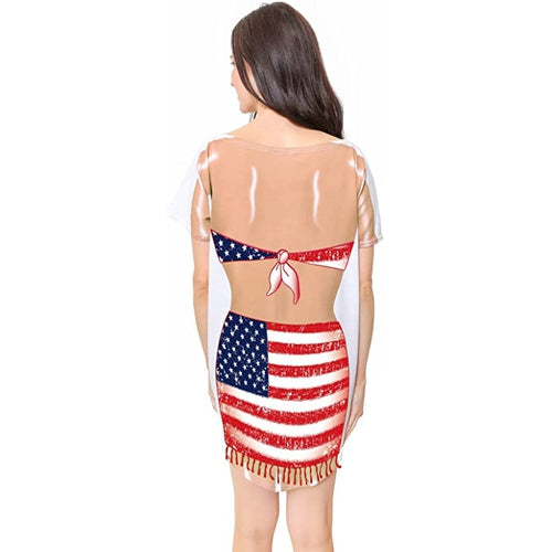 LA Imprints Fantasy Coverup Flag Sarong Bikini Body Coverup T-Shirt