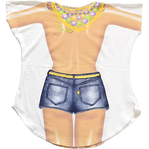 LA Imprints Fantasy Coverup Mardi Gras Girl Body Coverup T-Shirt