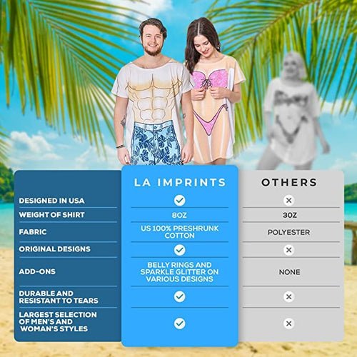 LA Imprints Fantasy Coverup Men's Dark Skin Blue Thong Body Coverup T-Shirt