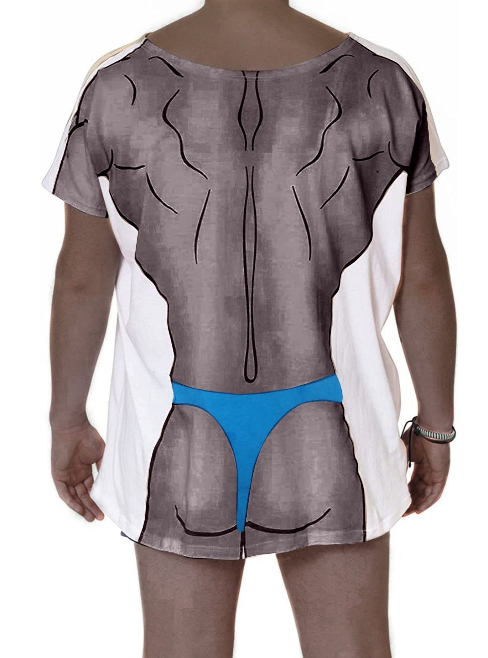 LA Imprints Fantasy Coverup Men's Dark Skin Blue Thong Body Coverup T-Shirt