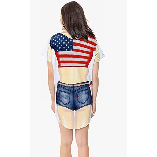 LA Imprints Fantasy Coverup Miss America Shorts BIkini Coverup T-Shirt