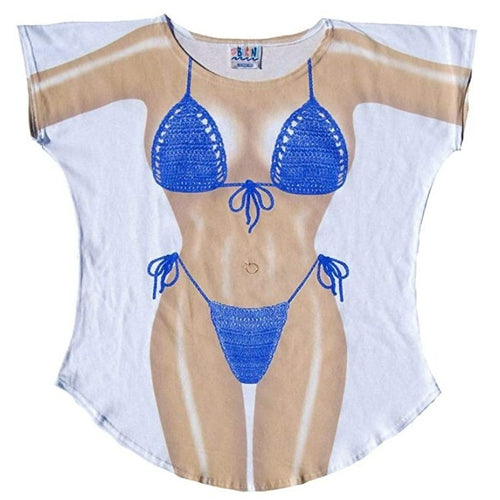 LA Imprints Fantasy Coverup Ocean Blue Macrame Bikini Body Coverup T-Shirt