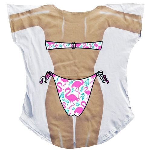 LA Imprints Fantasy Coverup Pink Flamingo Bikini Body Coverup T-Shirt