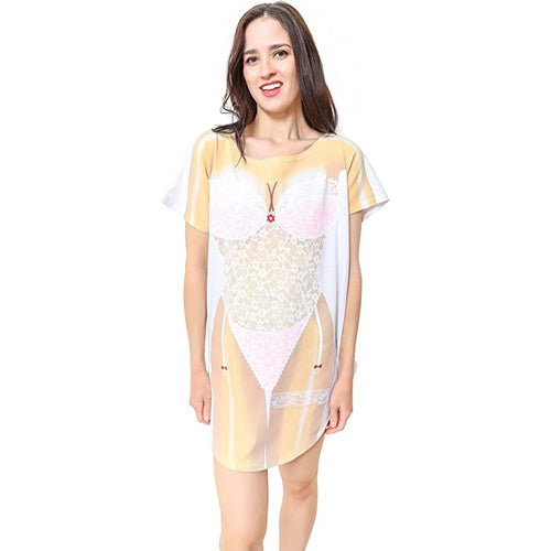 LA Imprints Fantasy Coverup Pink Lingerie Bikini Body Coverup T-Shirt