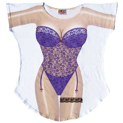 LA Imprints Fantasy Coverup Purple Lingerie Bikini Body Coverup T-Shirt