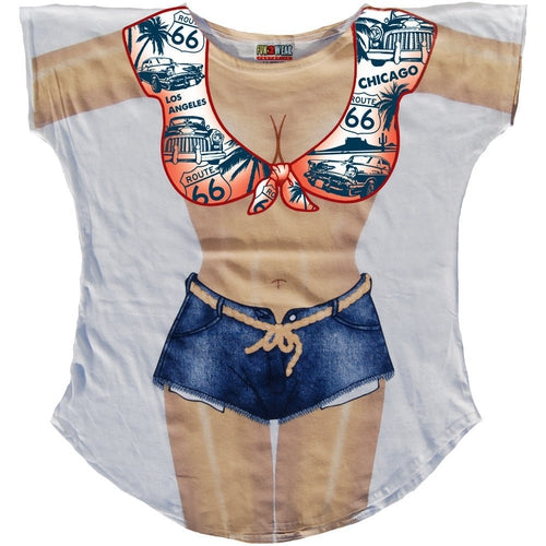 LA Imprints Fantasy Coverup Route 66 Bikini Body Coverup T-Shirt