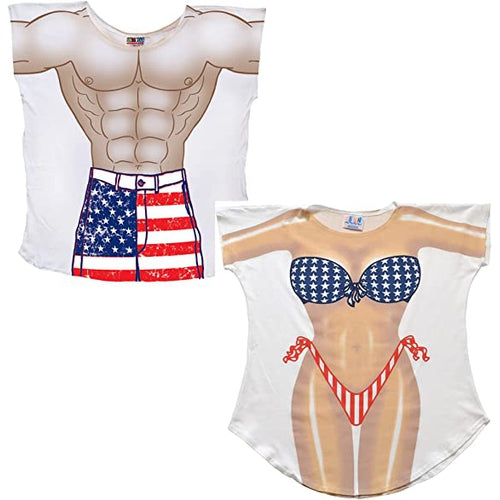 LA Imprints Fantasy Coverup Stars & Stripes Couple's Bikini Bathing Suit Coverup T-Shirts