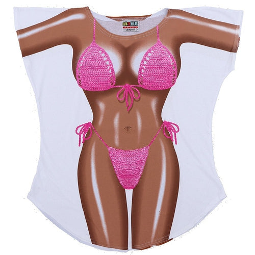 LA Imprints Fantasy Coverup Dark Skin Fuchsia Macrame Bikini Body Coverup T-Shirt