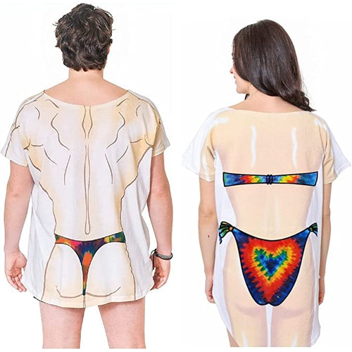 LA Imprints Fantasy Coverup Tie-Dye Couple's Bikini Bathing Suit Coverup T-Shirt