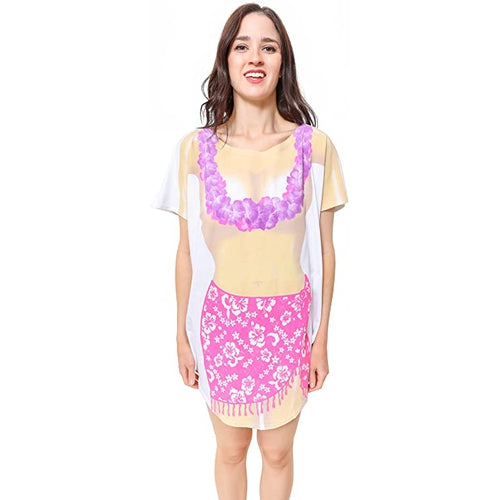 LA Imprints Fantasy Coverup Topless Hibiscus Bikini Body Coverup T-Shirt