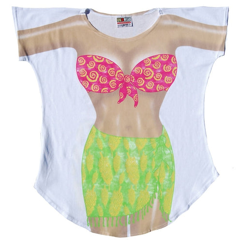 LA Imprints Fantasy Coverup Tropical Girl Bikini Body Coverup T-Shirt